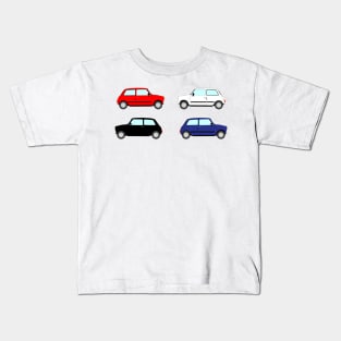 Classic British Mini Car Red White Black and Blue Kids T-Shirt